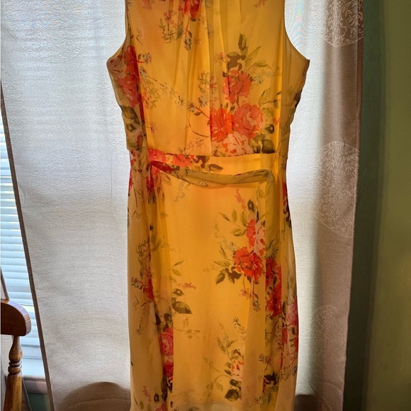 R&K Women’s Yellow Floral Spring/ Summer Elegant Dress Size 16 Fast Shipping - Picture 2 of 13